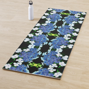 Tapis De Yoga Blue Lacecap Hydrangea Fleur Fermer Abstrait