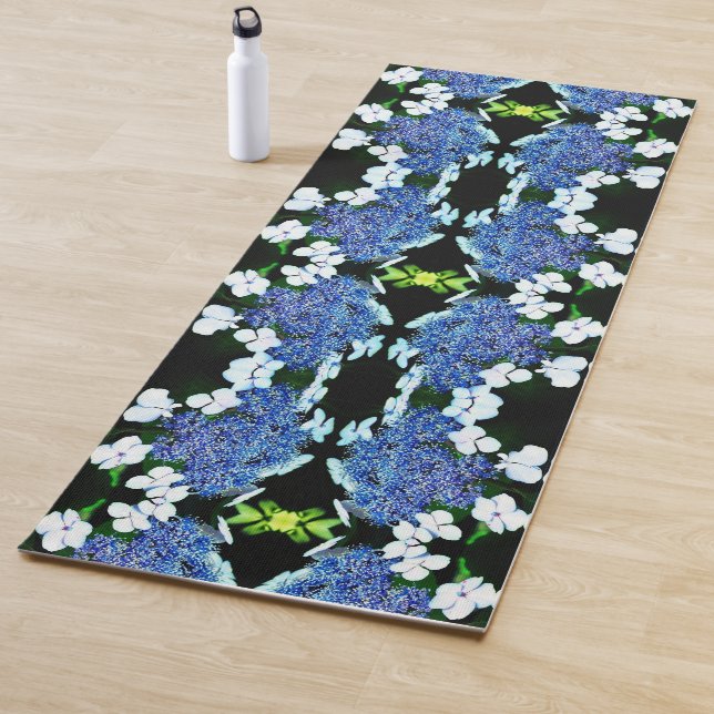 Tapis De Yoga Blue Lacecap Hydrangea Fleur Fermer Abstrait (En situation)
