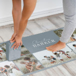 Tapis De Yoga Blue moderne minimaliste élégant collage photo mul<br><div class="desc">bleu poussiéreux moderne minimaliste élégant multi photo collage you mat. Idéal Noël,  anniversaire, </div>