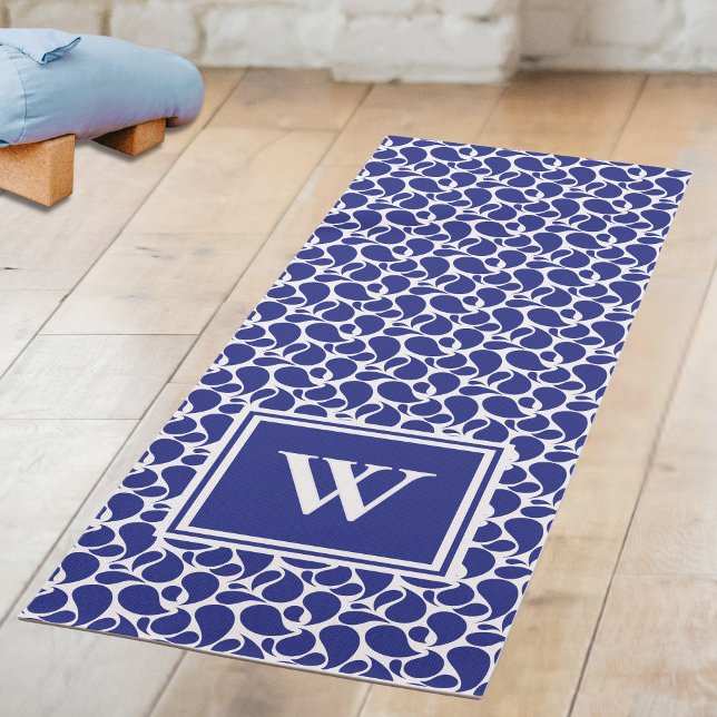 Tapis De Yoga Blue Paisley on White Pattern Yoga Mat (Créateur téléchargé)