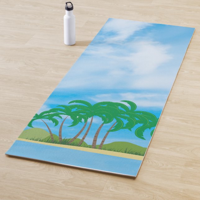Tapis De Yoga Blue Sky Palms Island Fitness Modèle élégant (En situation)
