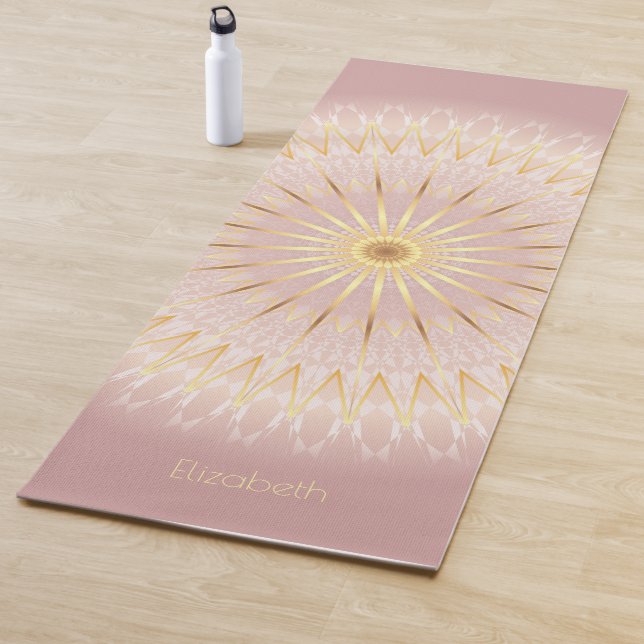 Tapis De Yoga Blush Gold Mandala Votre nom Yoga Mat (En situation)