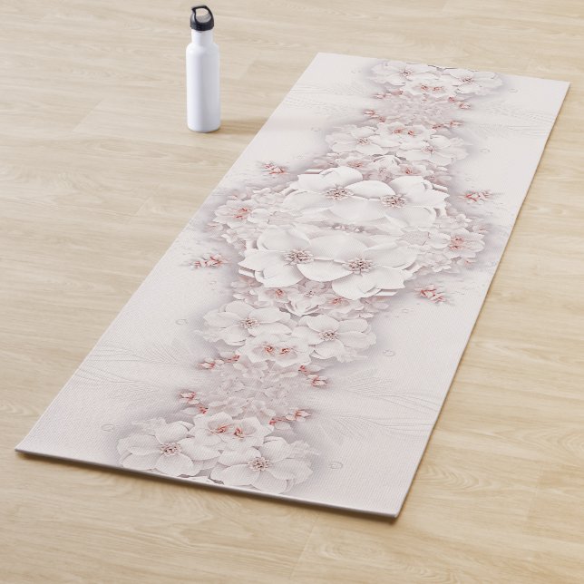 Tapis De Yoga Blush ivoire rose Floral Yoga Mat (En situation)