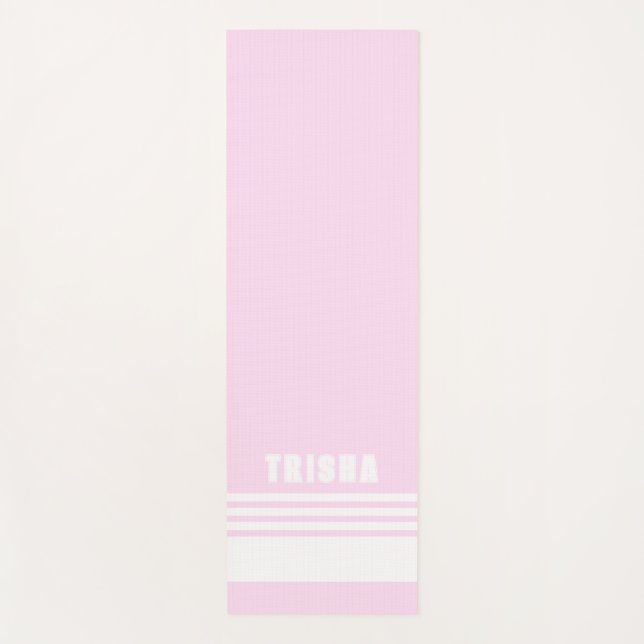 Tapis De Yoga blush pink light modern preppy classic stripes (Devant)