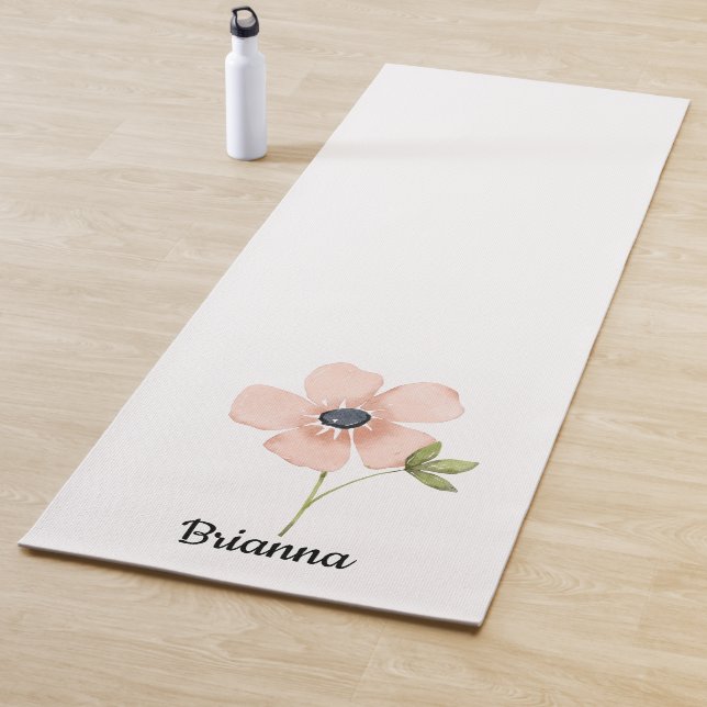 Tapis De Yoga Blush Watercolor Flower Name (En situation)