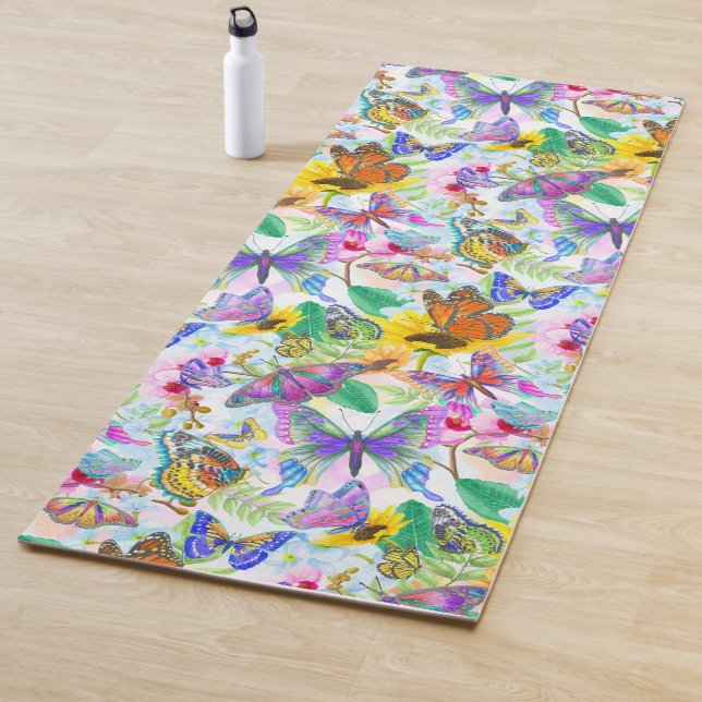 Tapis De Yoga Blutterflies et fleurs (En situation)