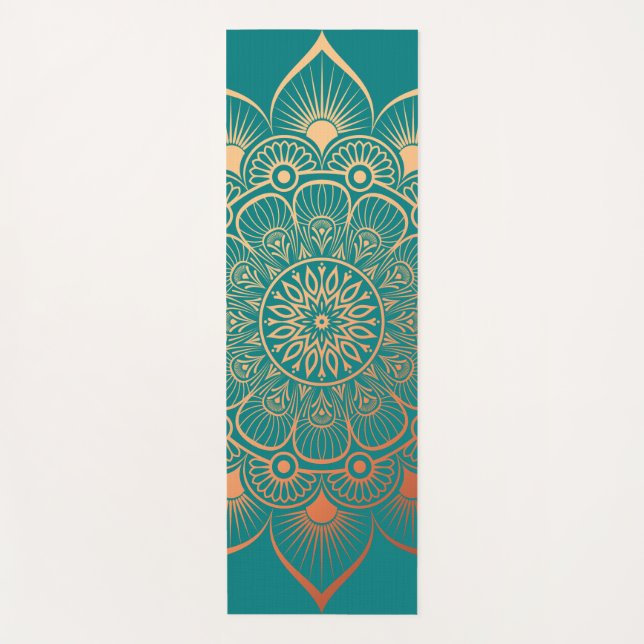 Tapis De Yoga Bohême Turquoise Peach Mandala Yoga Mat (Devant)