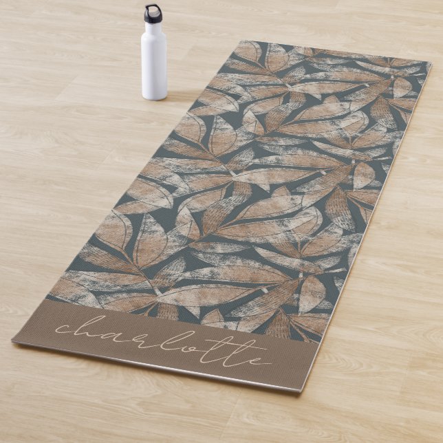 Tapis De Yoga Boho Botanical Feuilles Personnalisés (En situation)