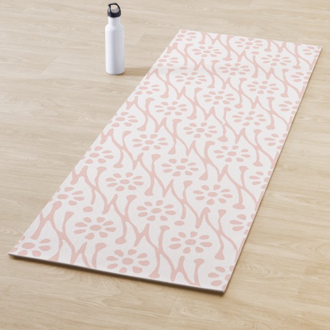 Tapis De Yoga Boho Botanical Illustration Motif Blush Pink (En situation)