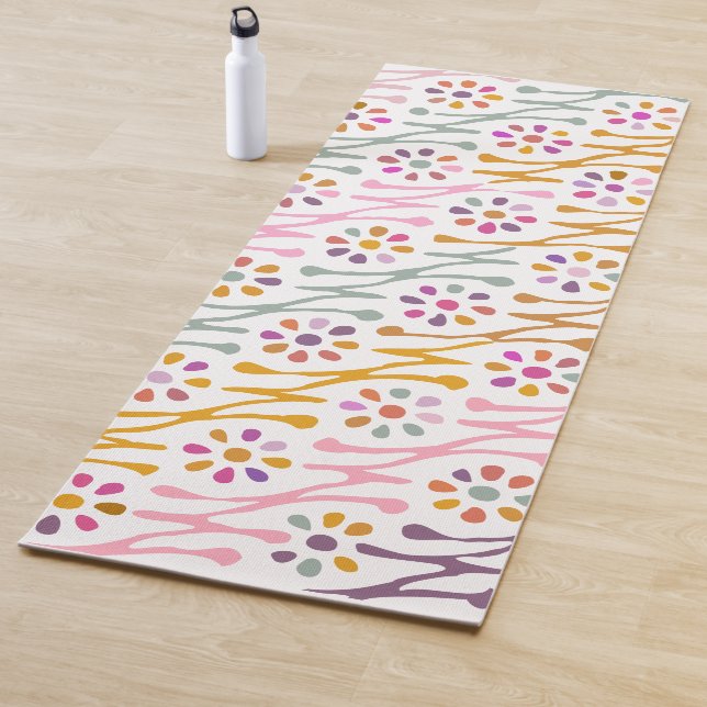 Tapis De Yoga Boho Botanical Illustration Motif coloré (En situation)