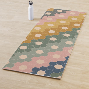 Tapis De Yoga Boho élégant Motif géométrique Bleu Vert Bleu