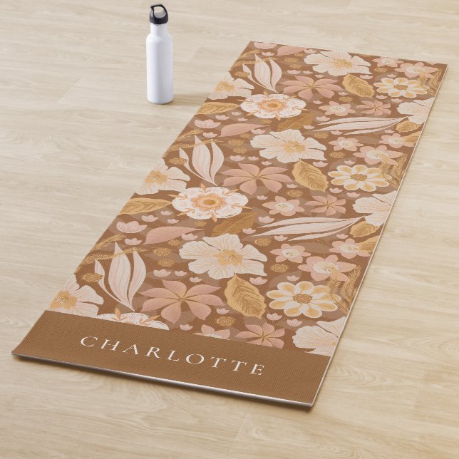 Tapis De Yoga Boho Floral Botanical Personnalisé (En situation)