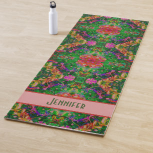 Tapis De Yoga Boho Floral Vert Abstrait Plutôt Inspirivité