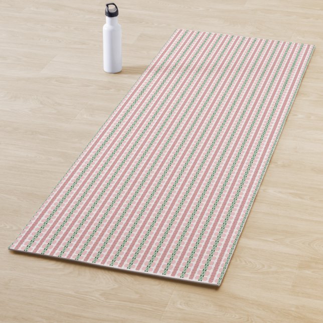 Tapis De Yoga Boho Funky Retro Eclectique Pastel Stripe de Noël (En situation)