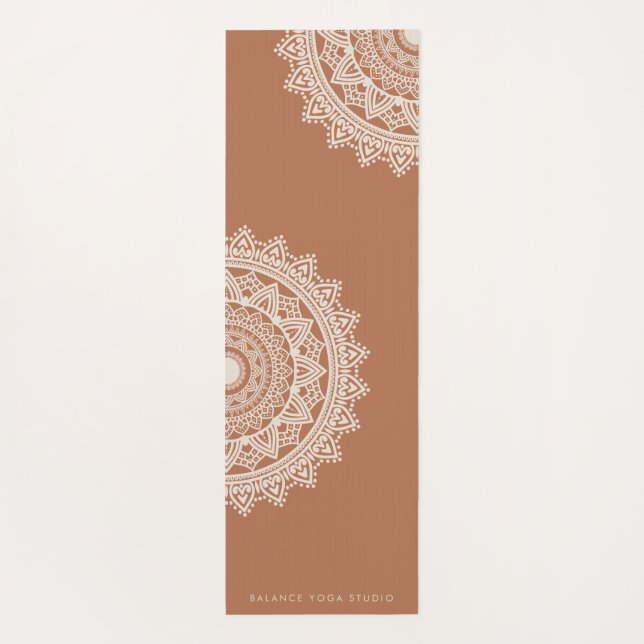 Tapis De Yoga Boho Ivory Mandala Nom personnalisé (Dos)