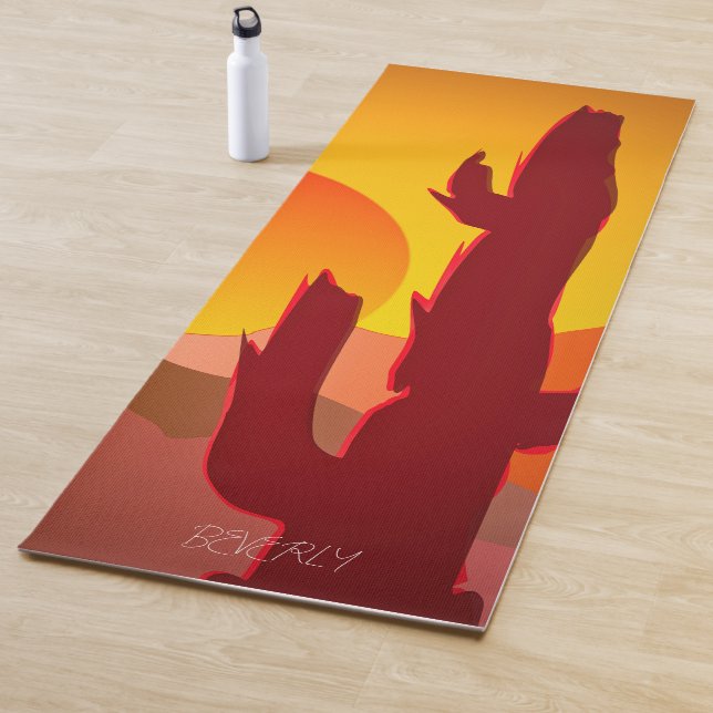 TAPIS DE YOGA BOHO MINIMALIST DESERT SUNSET GRAPHIQUE (En situation)