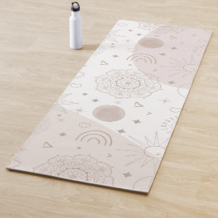 Tapis De Yoga Boho Neutral Space Doodles Design esthétique