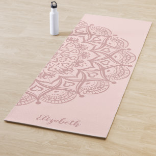 Tapis De Yoga Boho personnalisé moderne Mandala Blush Pink