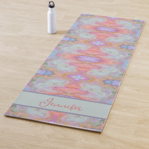 Tapis De Yoga Boho Rose Abstrait Joli Pastel Fils