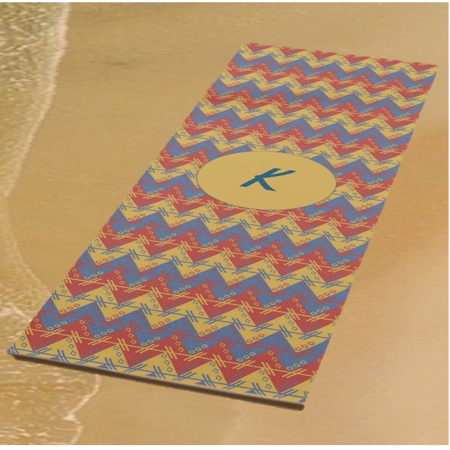 Tapis De Yoga Boho rouge bleu et or (Créateur téléchargé)