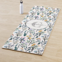 Boho Watercolor Fleurs sauvages Motif Nom du monog