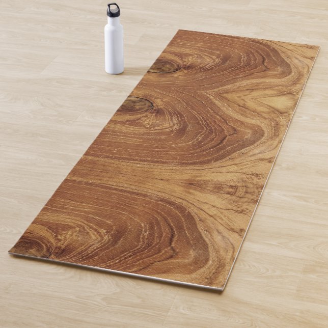 Tapis De Yoga Bois de teck rustique en bois Texture Grain de boi (En situation)