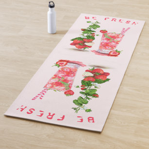 Tapis De Yoga Boisson de fraise fraîche Yoga Mat - Texte personn