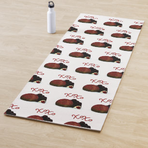 Tapis De Yoga Bonbon Valentin XOXO et chocolat noir