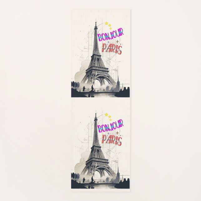 Tapis De Yoga Bonjour Paris coloré (Devant)
