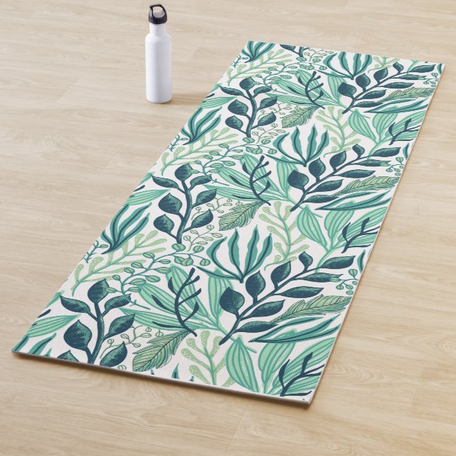 Tapis De Yoga Botanical green leaves plants modern  (En situation)