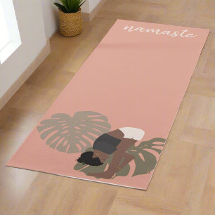 Tapis De Yoga Botanique rose femmes Poses Namaste Yogi Nature