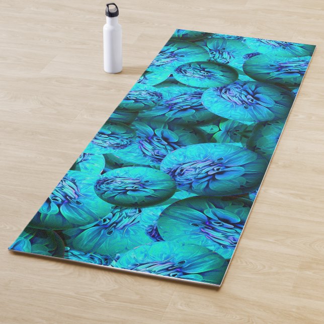 Tapis De Yoga Boucles turquoise et bleue en optique 3D (En situation)