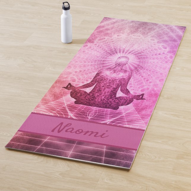 Tapis De Yoga Bouddha rose violet monogramme méditation (En situation)
