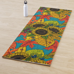 Tapis De Yoga Bouquet d'automne en bleu