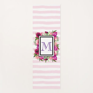 Tapis De Yoga Bouquet de fleurs roses et coquelicots sur bandes