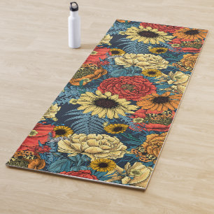Tapis De Yoga Bouquet de fleurs - roses, pivoines, marguerites e