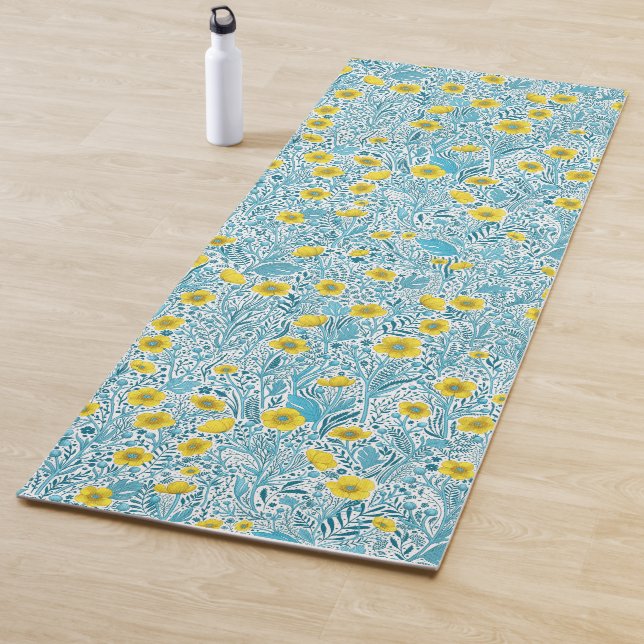 Tapis De Yoga Boutons jaunes, bleus et blancs (En situation)