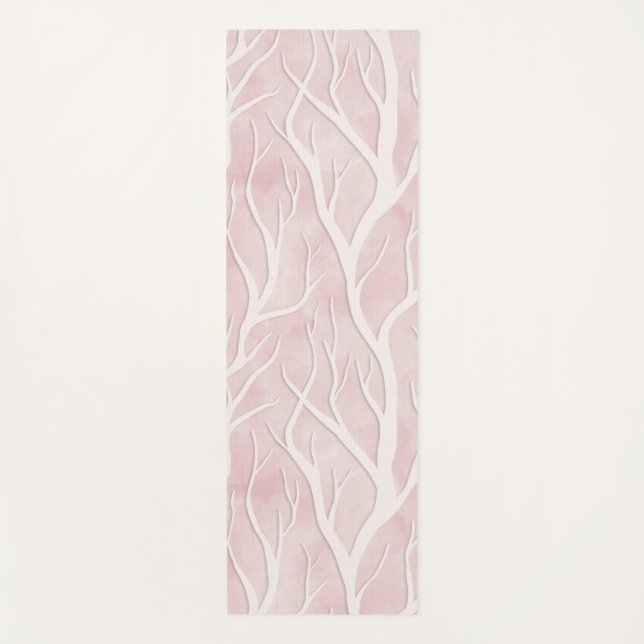 Tapis De Yoga Branches d'arbre rose et crème (Devant)