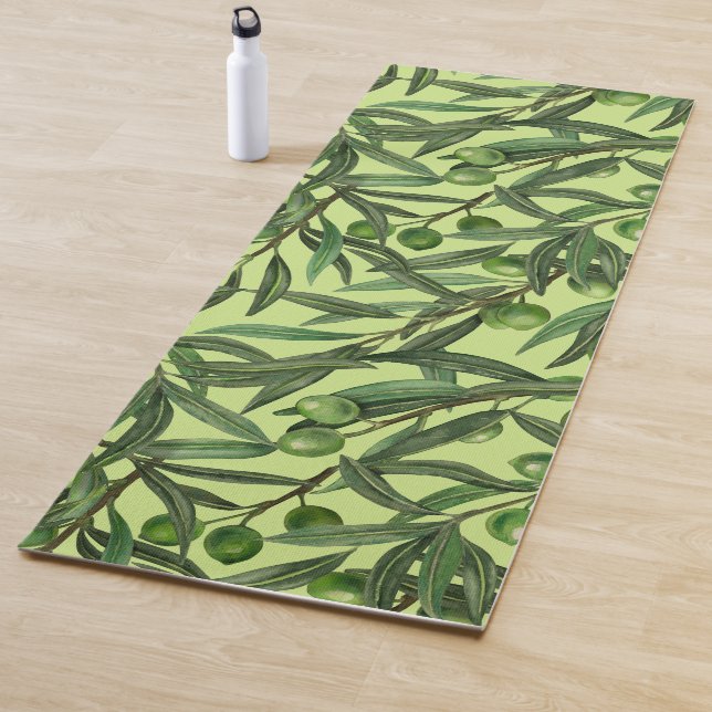 Tapis De Yoga Branches d'olive sur le vert miel (En situation)