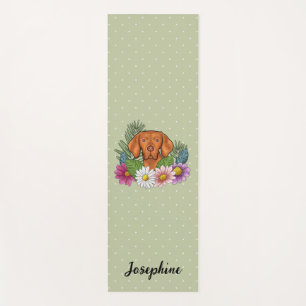 Tapis De Yoga Braque Hongrois Avec Fleurs Colorées Et Nom