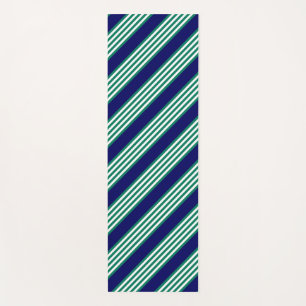 Tapis De Yoga Brayures blanches et vertes motif avec bleu marine