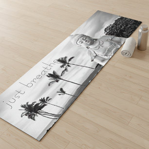 Tapis De Yoga Breathe Hawaii Bouddha Bold Black White Photo