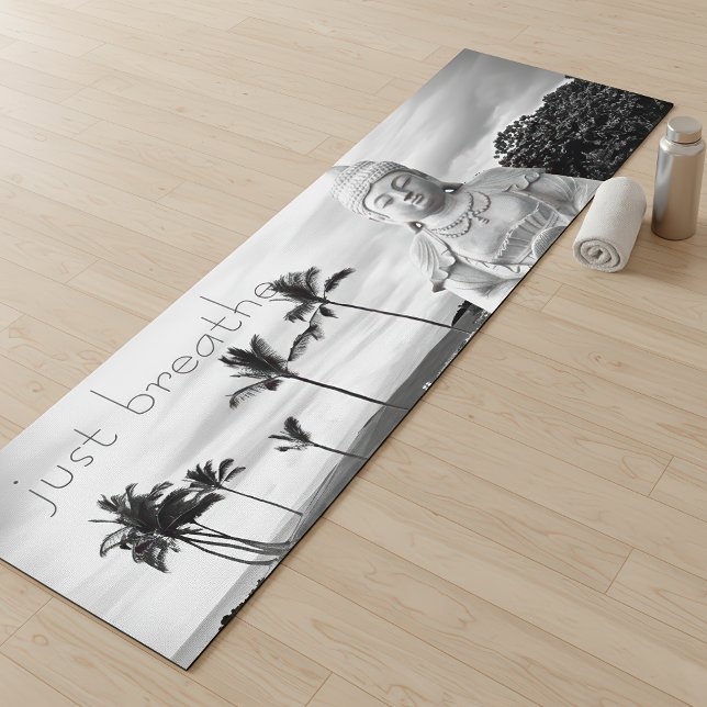 Tapis De Yoga Breathe Hawaii Bouddha Bold Black White Photo (Créateur téléchargé)