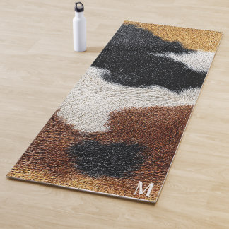 Tapis De Yoga Brown black and white cowhide texture