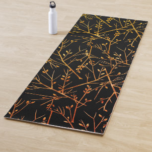 Tapis De Yoga Brûler Orange Twigs sur Noir