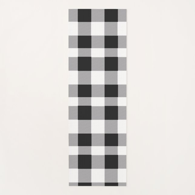 Tapis De Yoga Buffle noir blanc En vichy vérifier les jours féri (Devant)