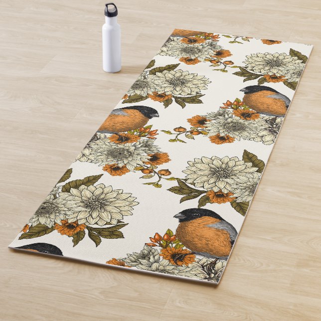 Tapis De Yoga Bullfinch on autumn floral 2 (En situation)