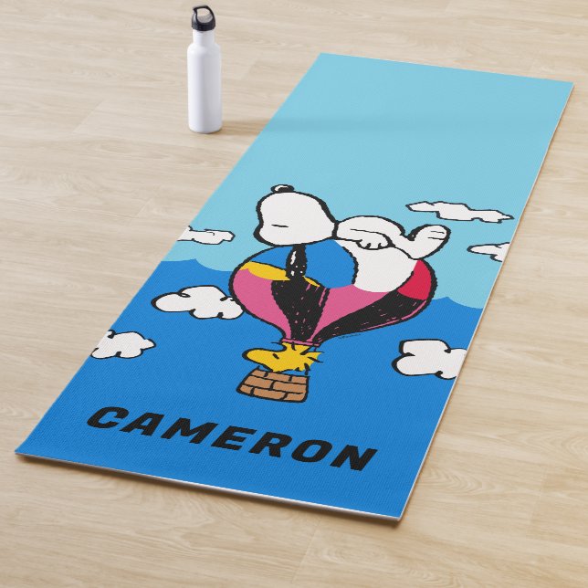 Tapis De Yoga cacahuètes | Snoopy & Woodstock Hot Air Balloon (En situation)