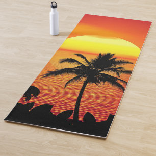 Tapis De Yoga Cadre Sun Red Tropics Palm Beach