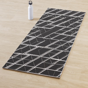 Tapis de Yoga Cage Géométrique Moderne Min. Noir